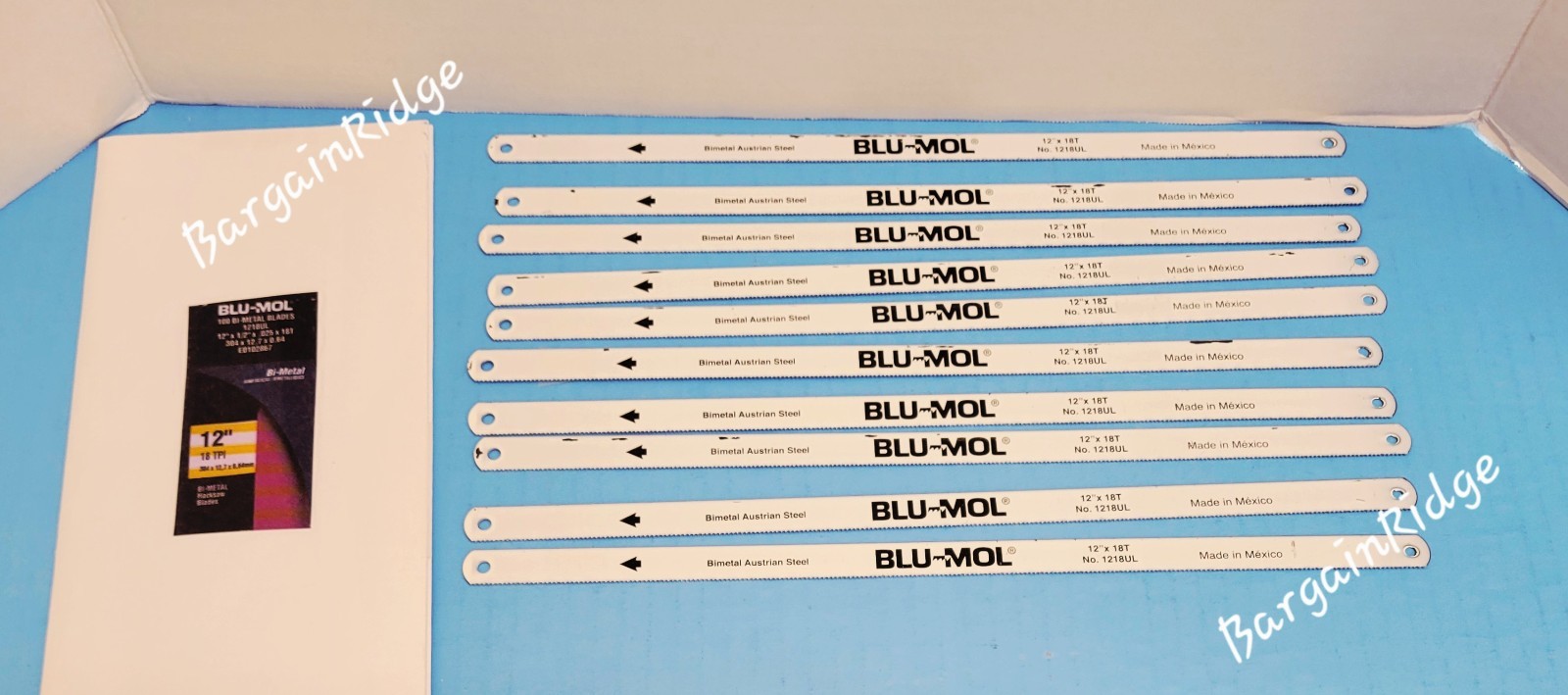 10 PK BLU-MOL HACKSAW BLADES 12″ x1/2″x.025x18T Bi Metal Austrian Steel #1218UL