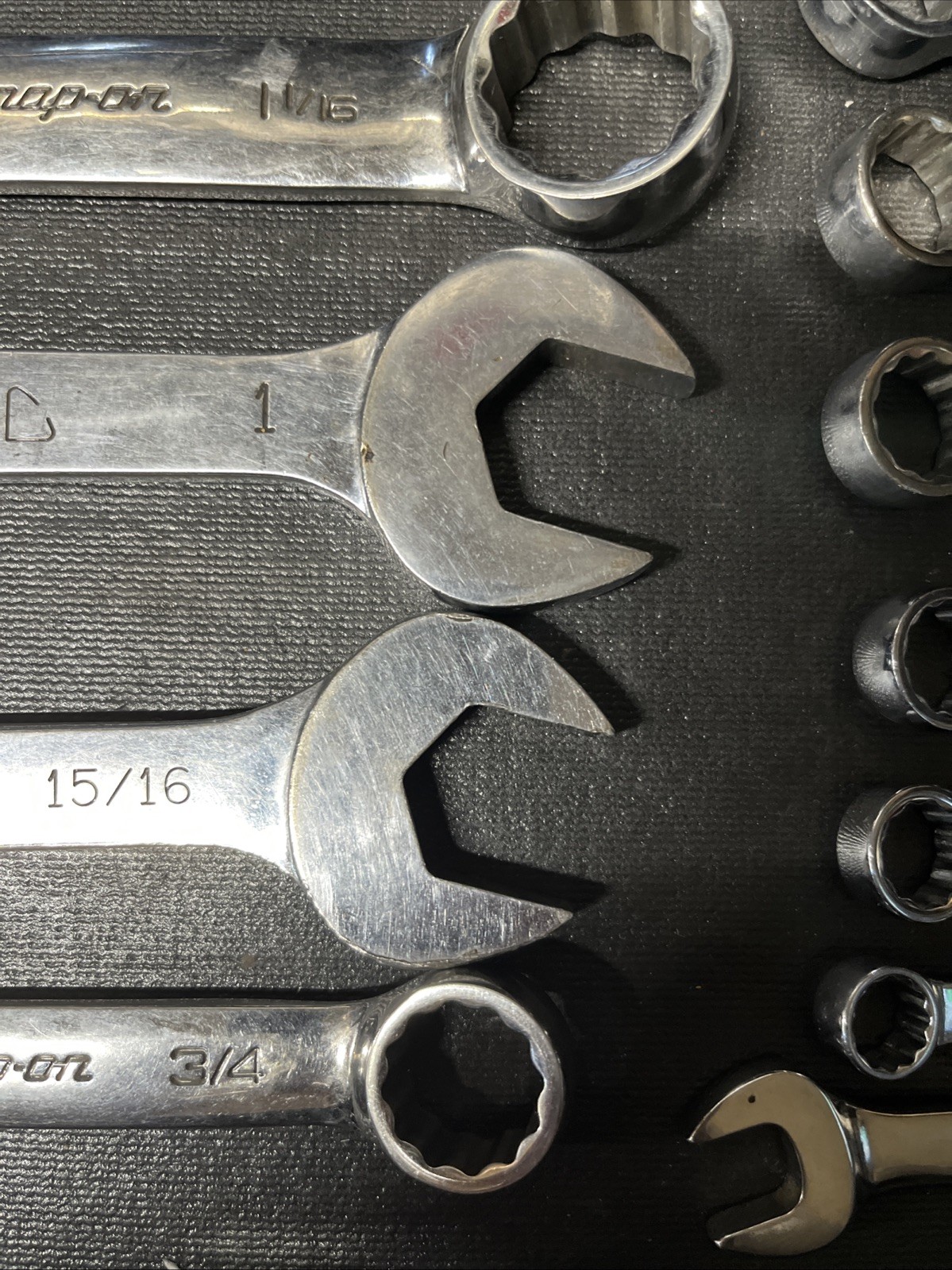 Mac Snap On 15 Piece 7/16-1-3/16” SAE 12PT Stubby Wrench Set Extra 1/2” 3/4”