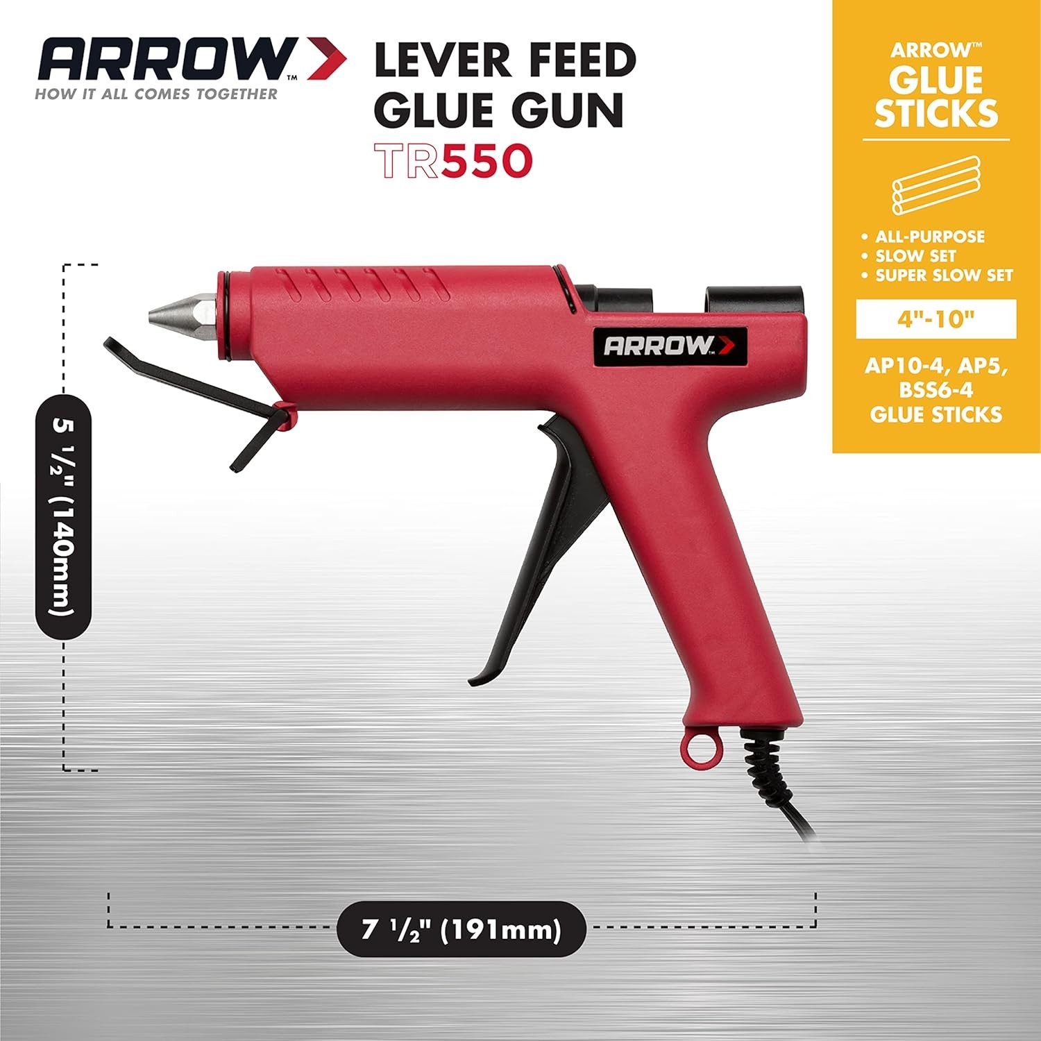 Arrow TR550 Heavy Duty Professional Electric Hot Melt Glue Gun 1 Pack, Beige