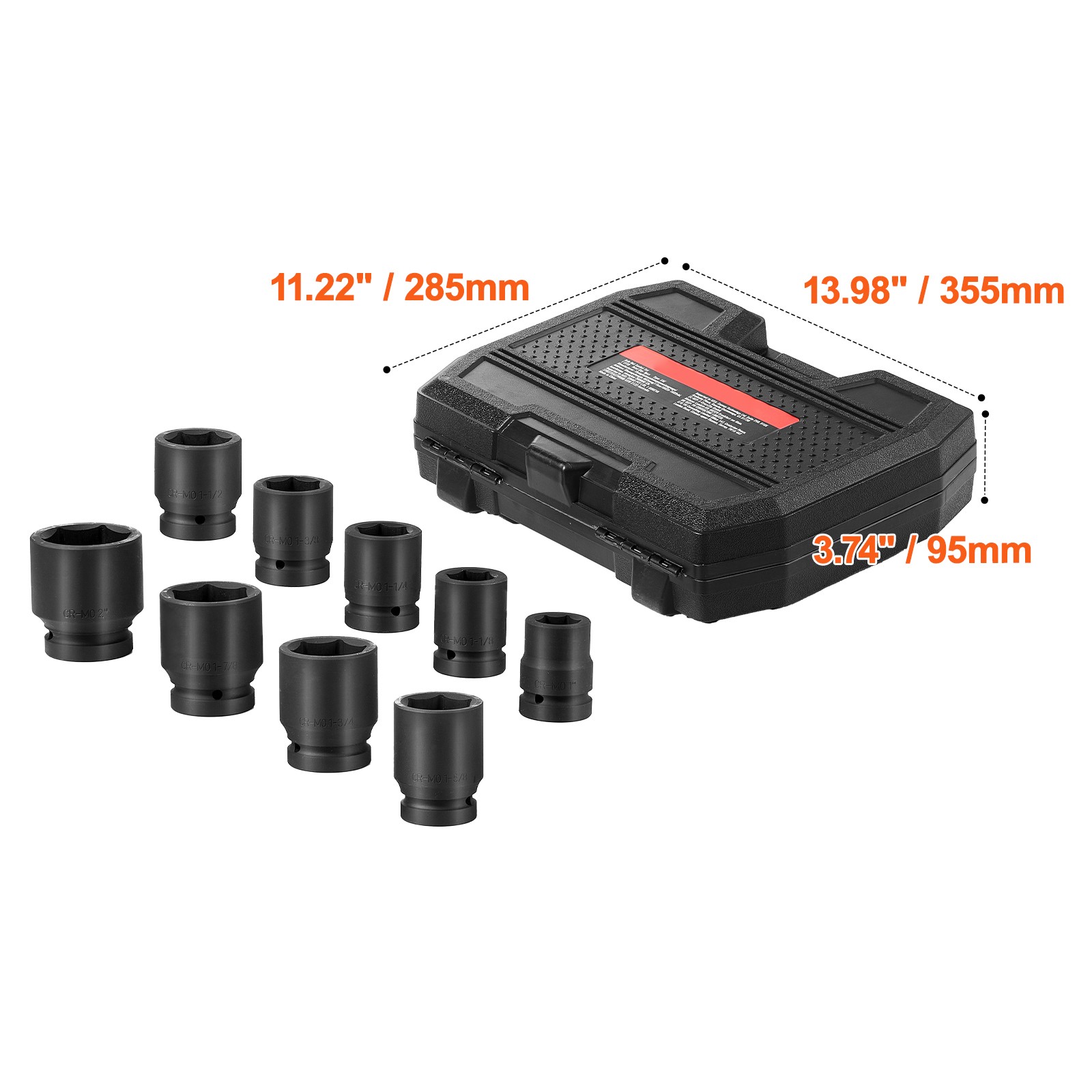 Axle Nut Impact Socket Set 1″ Drive 6-Point 9PCS SAE Spindle Nut Socket