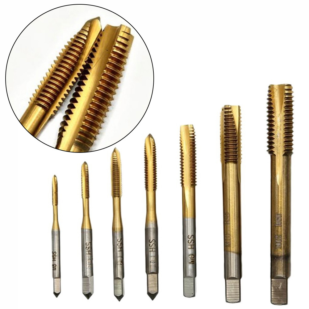 High Speed Steel Tap Set 7 pcs for Internal Threading on Metal Plastic and Wood
