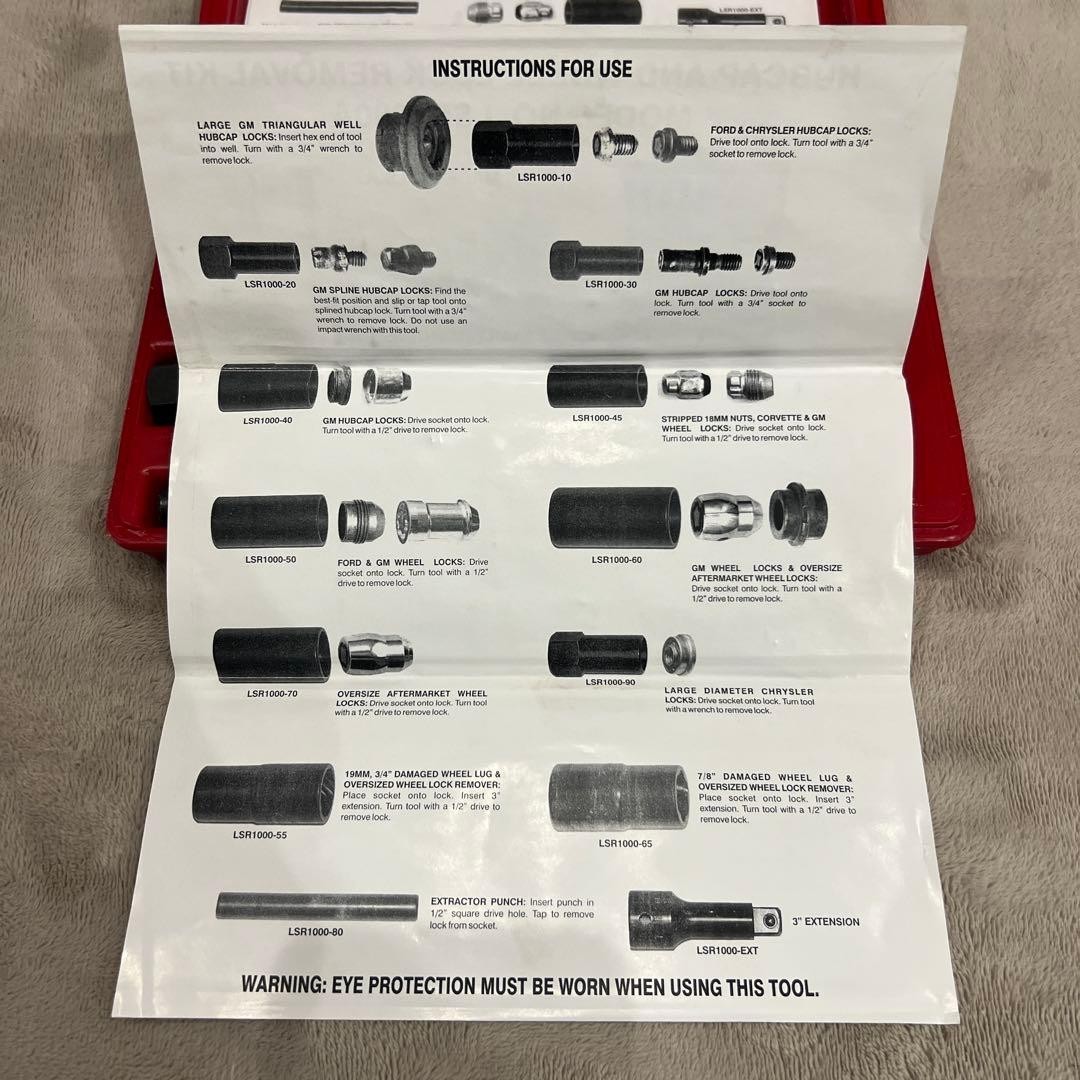 Snap-on Blue Point Master Wheel Lock Nut Removal Socket Set LSR1000A Red Used