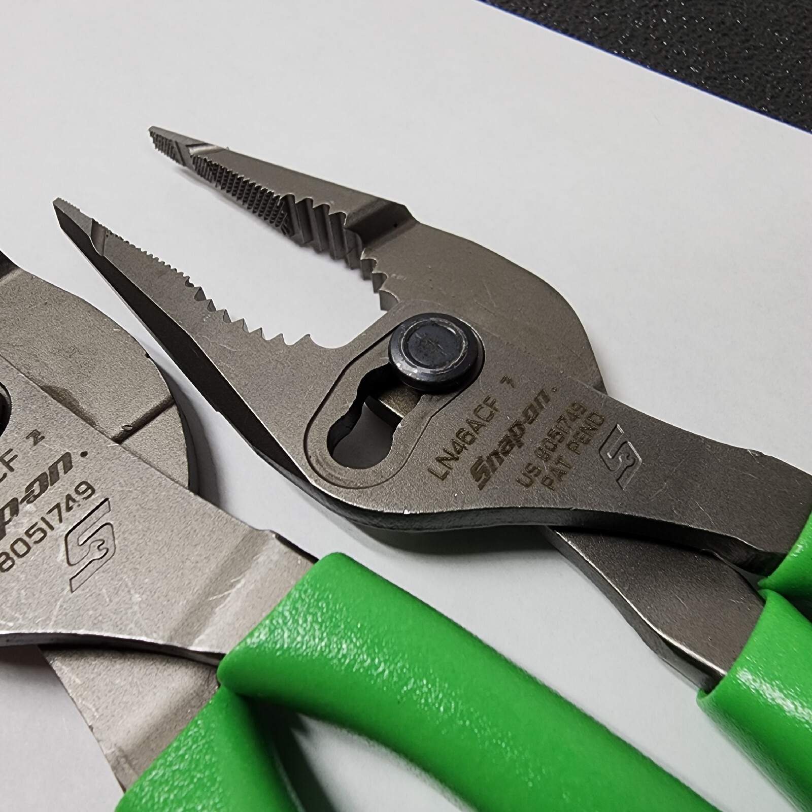 Snap-on Tools NEW 2pc GREEN 7″ & 9″ Long Nose Slip Joint Pliers LN46ACF LN47ACF