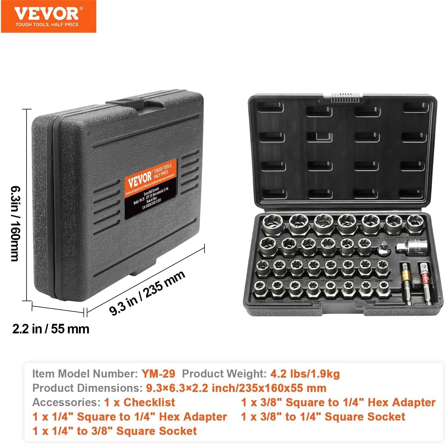 Chrome Molybdenum Steel Bolt Extractor Set – Non-Slip & Waterproof Storage Case