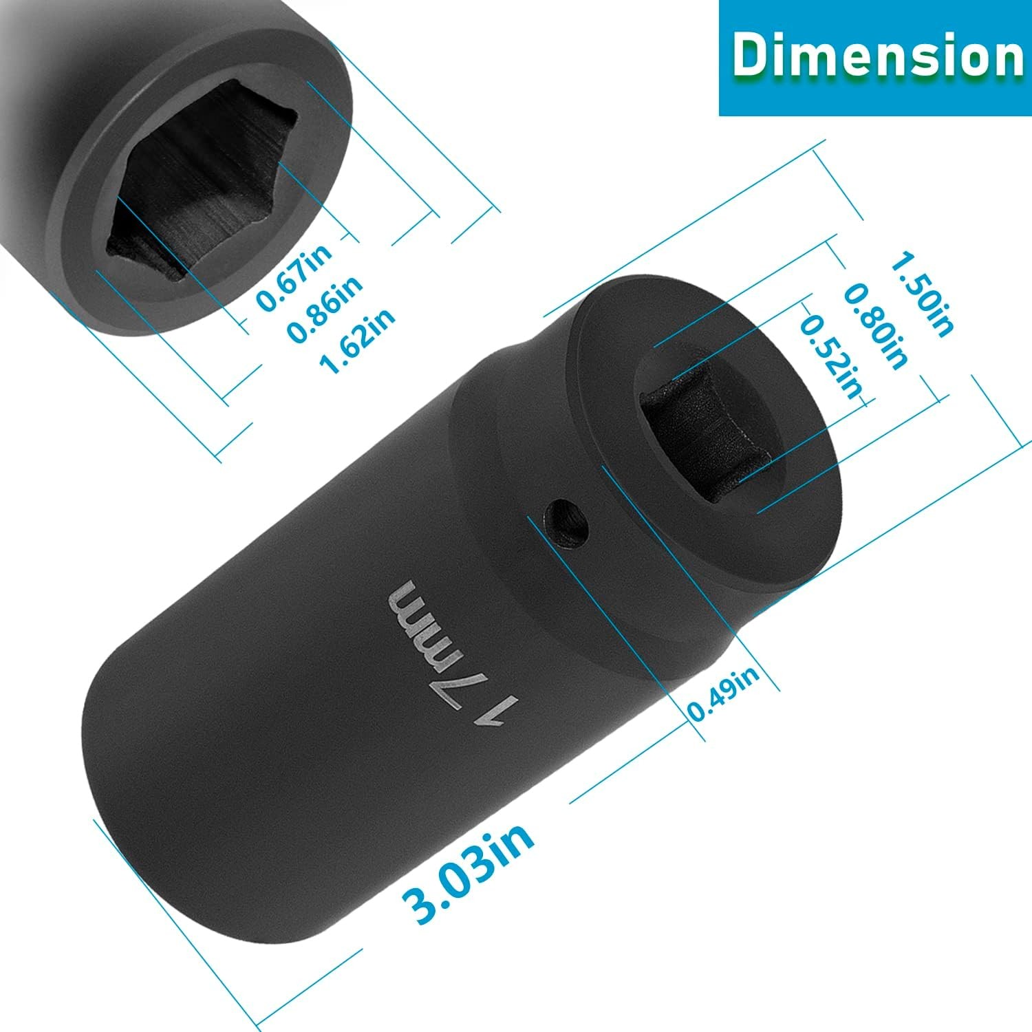 77060 17mm Harmonic Balancer Socket Heavy Duty For Honda Use with 1/2″ drive