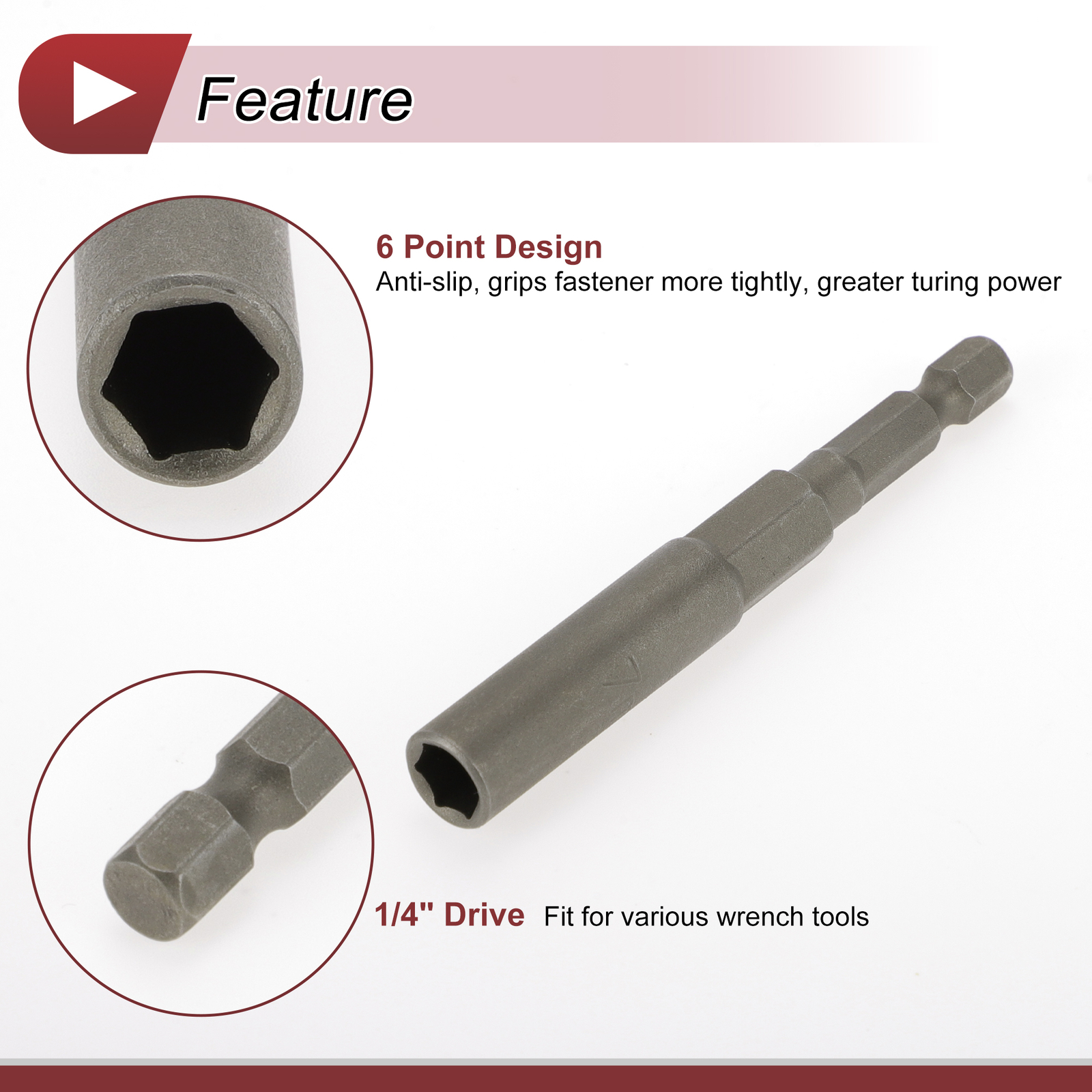 Universal Impact Socket 7mm 6 Point Chrome Vanadium Steel 1 Pcs 80mm Length