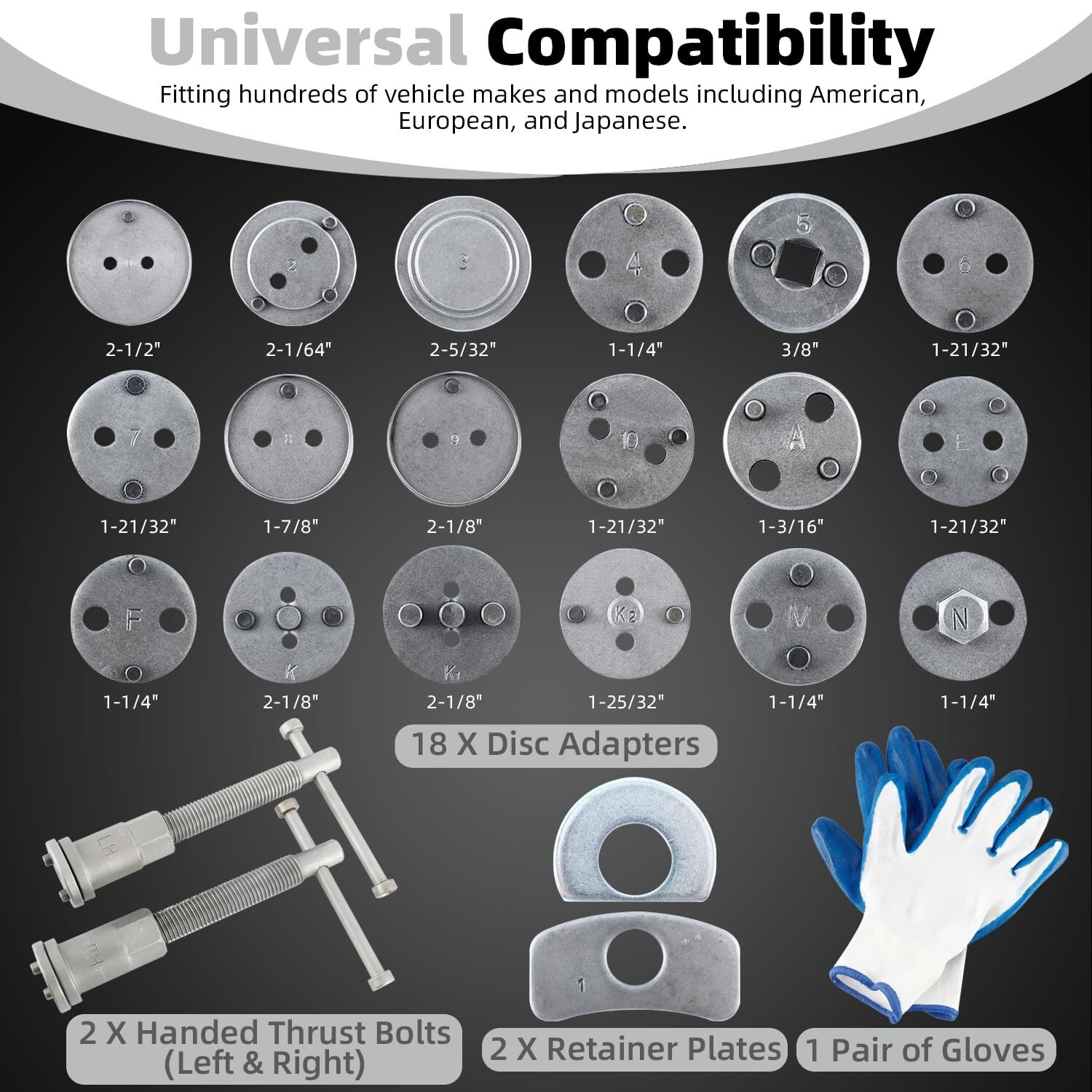 24PCS Disc Brake Caliper Wind Back Tool Piston Pad Compressor Rewind Tool Set US