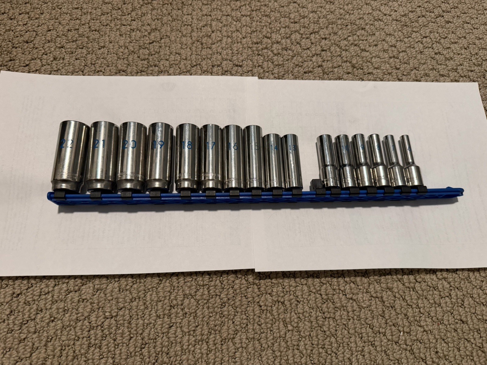MATCO 3/8″ METRIC 6 PT DEEP CHROME SOCKET SET 6-19 MM *12 MM SOCKET MISSING*