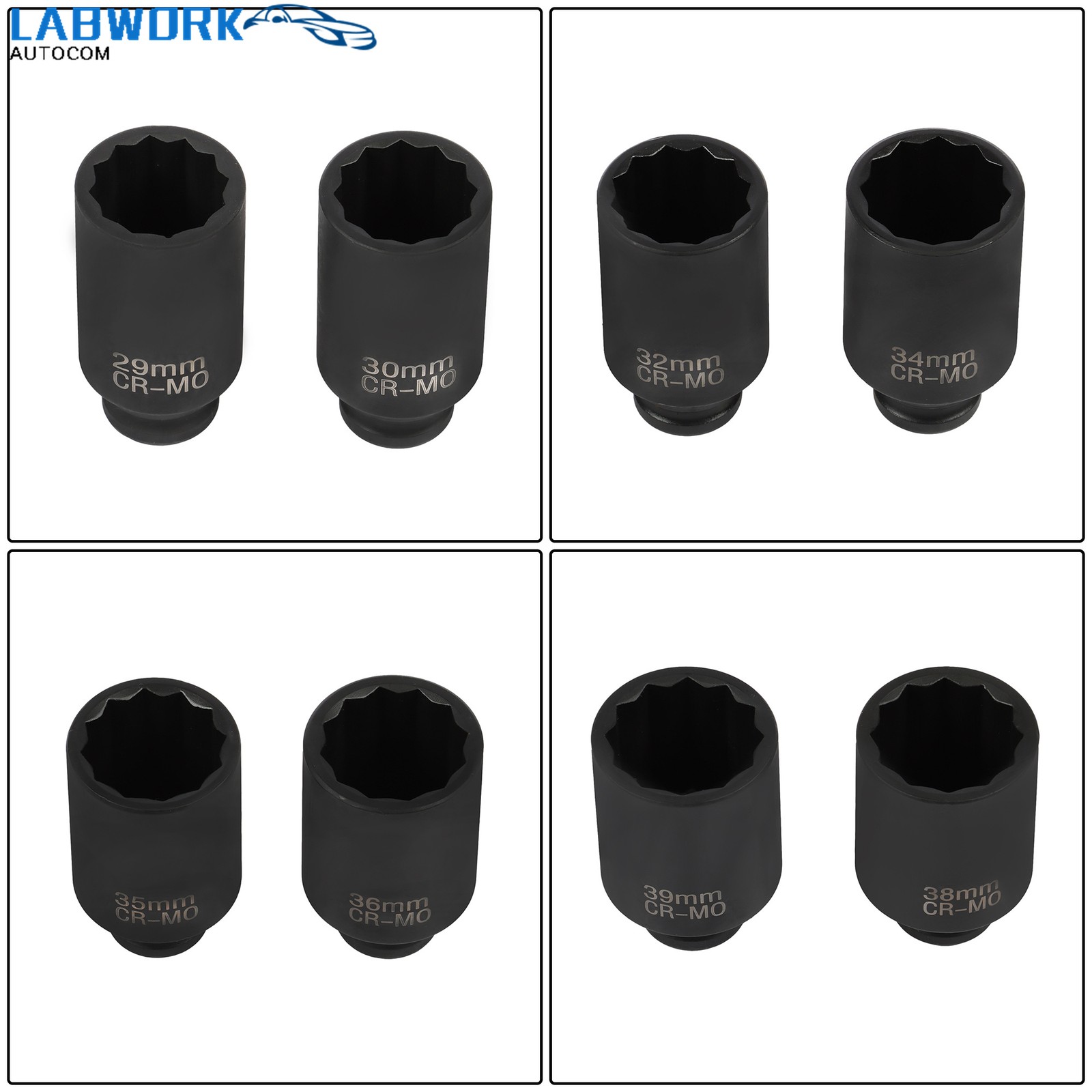 1 Set 8Pcs 12 Point 1/2″ Drive Deep Spindle Axle Nut Impact Socket Set