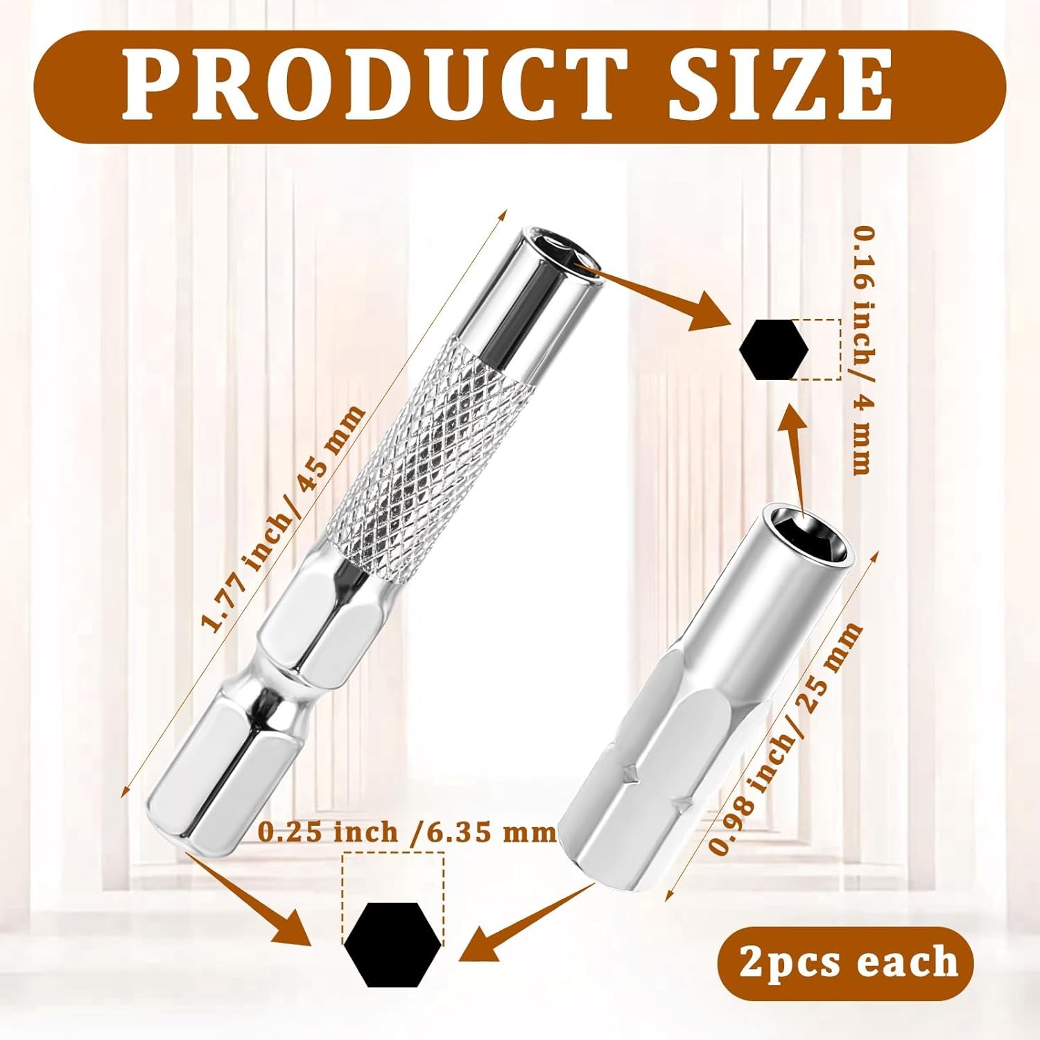 4 Pcs Drill Bit Adapter, 1/4 to 4mm Hex Drive Adapter,…