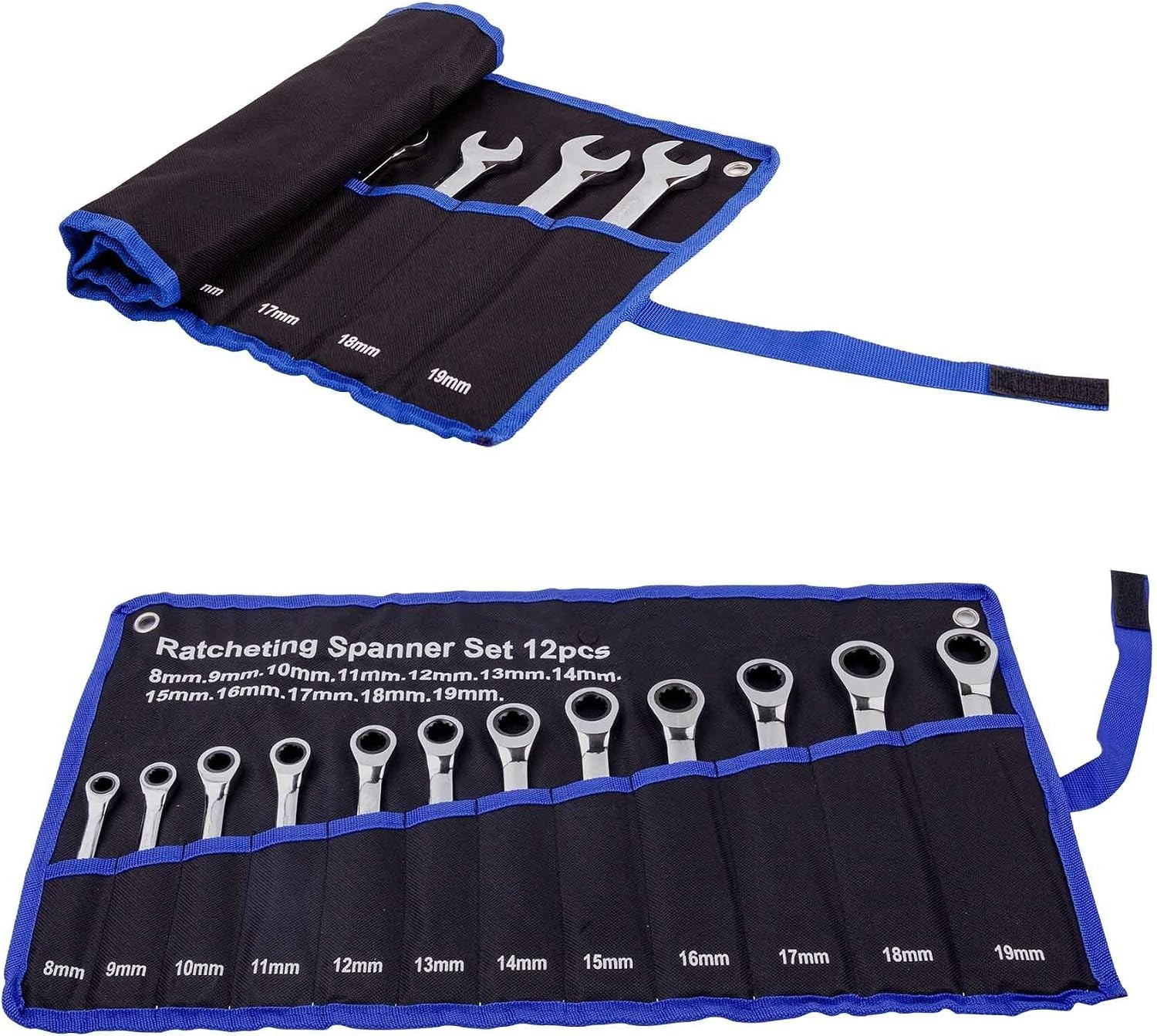 Versatile 12-Piece Metric Ratchet Wrench Set with Anti-Corrosion Finish Included