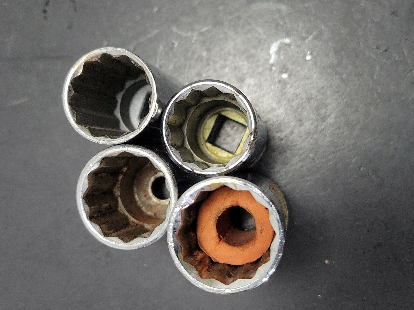 Lot of 4 Deep Sockets Spark Plug Socket 13/16″ 3/4″ SAE 3/8″ Drive 12 Point