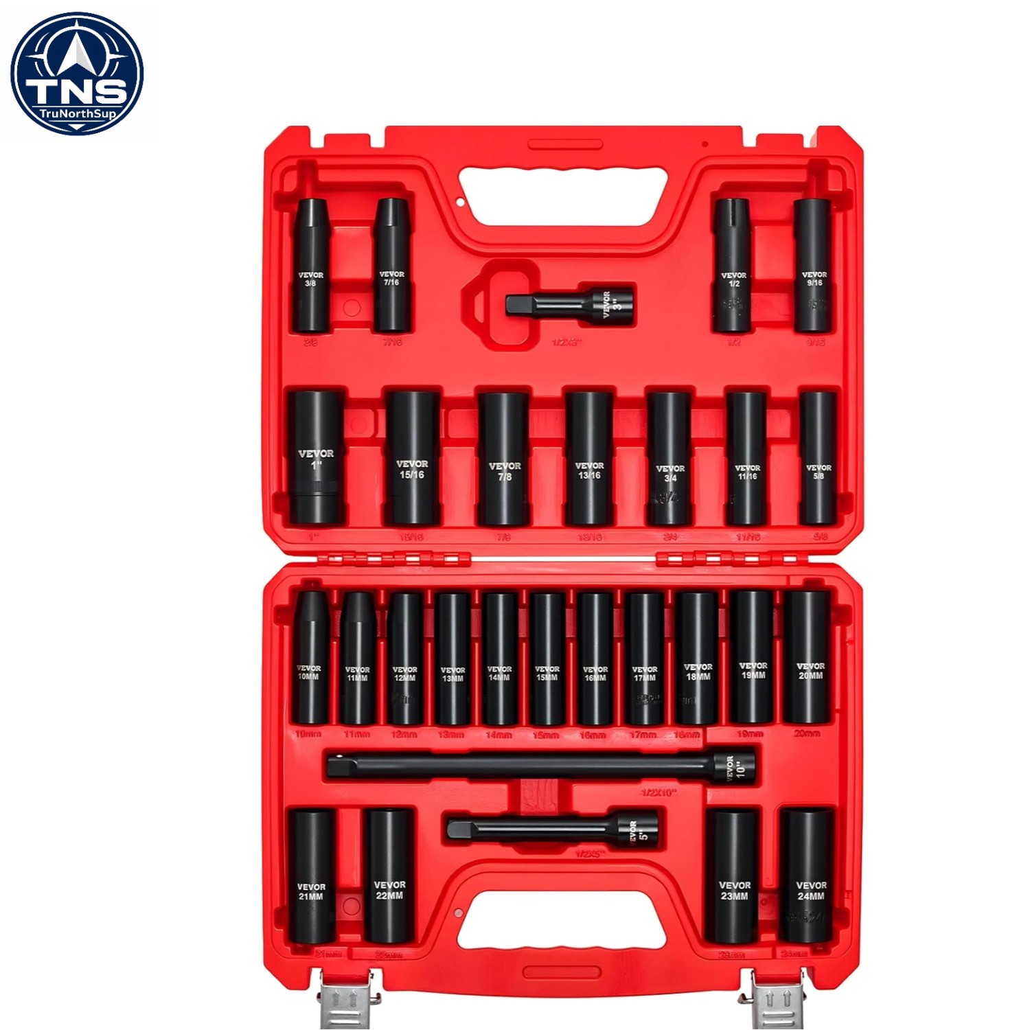 Durable 29-Piece 1/2″ Drive Socket Set – CR-V Steel with Organized Carrying Case