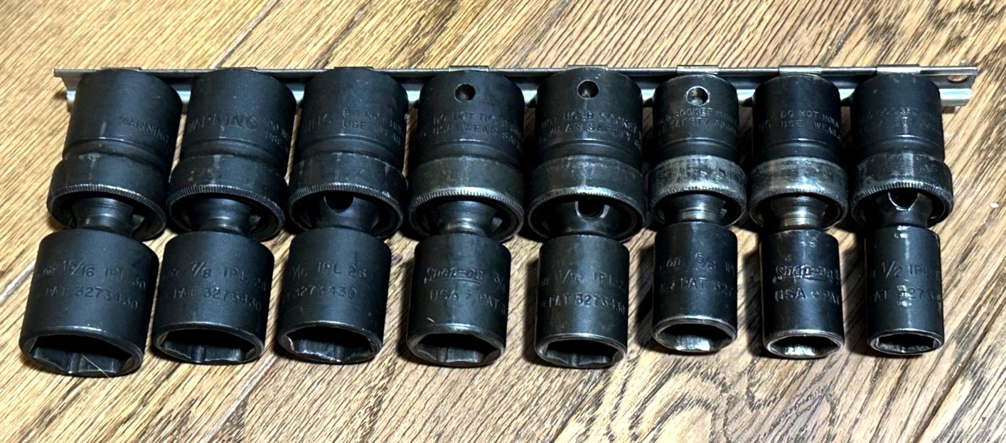 🇺🇸 Snap On Tools SAE 1/2″ DR Impact Swivel Universal Socket Set Lot 6PT Wobble