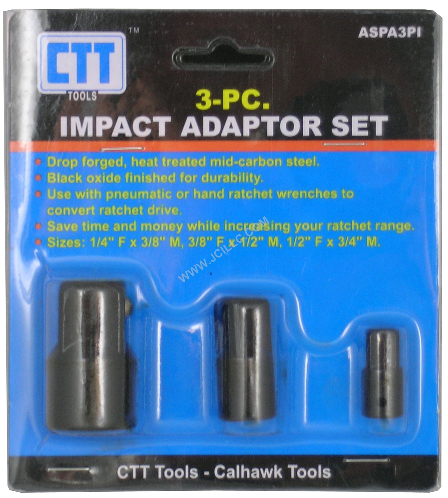 3 piece Cal Hawk Tools ASPA3PI Impact Adaptor Set Socket Driver 1/4″ 3/8″ 1/2″