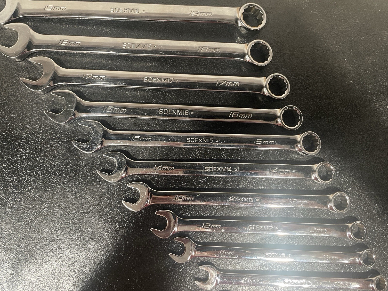 Snap-on 13pc 12 Pt Metric Flank Drive Wrench Set PRO-FI foam 7-19mm SOEXM01FMBR