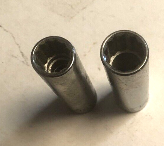 2 Craftsman Deep Well Sockets 1/2″ & 7/16″ 3/8″ Drive 12 Pt 43311 43312 EE Vtg