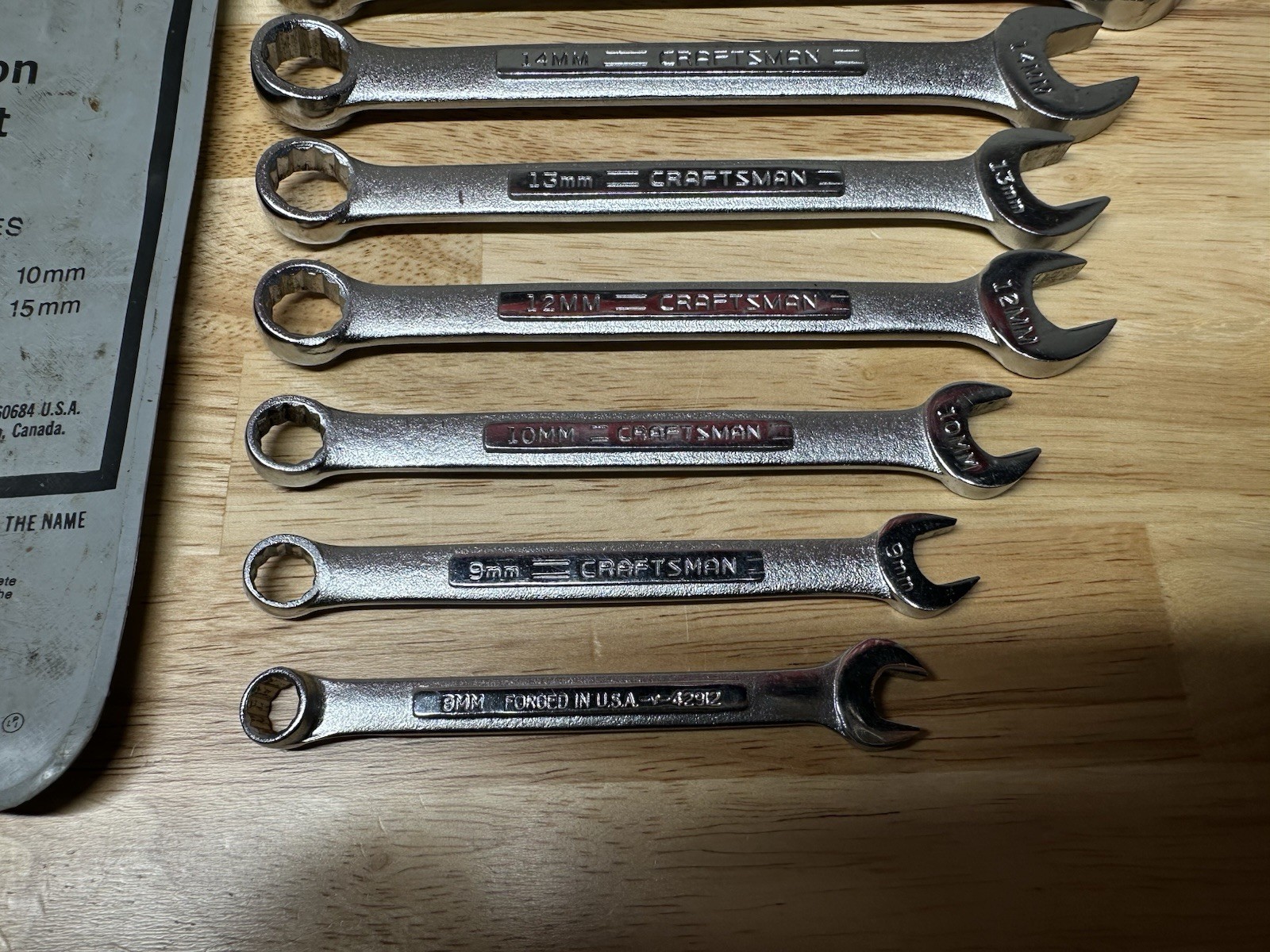 Craftsman USA 8-19mm Metric Wrench Set 4291 9 Piece Missing 6mm