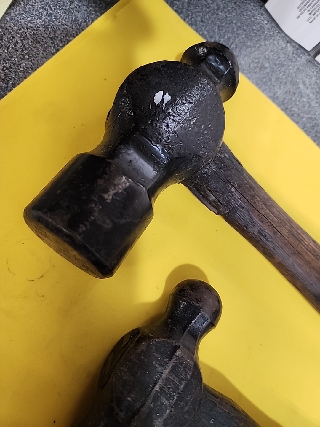 2-Vintage Ball Peen Hammers 24oz & 16oz. Original Handles (Actual Wt 36oz & 20oz