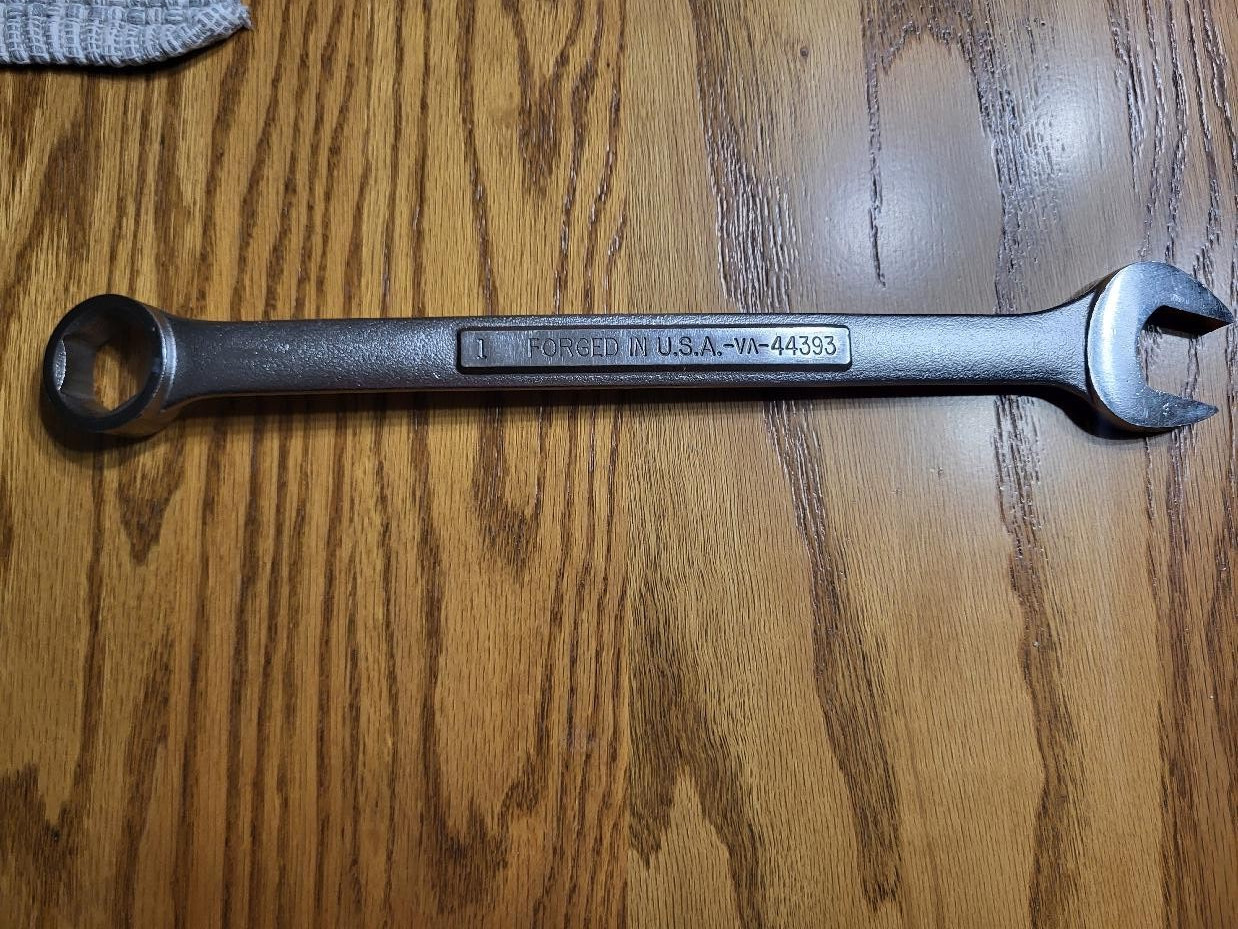 Sears Craftsman Tools USA NOS Very Rare SAE 1 Inch 6pt Combination Wrench 44393