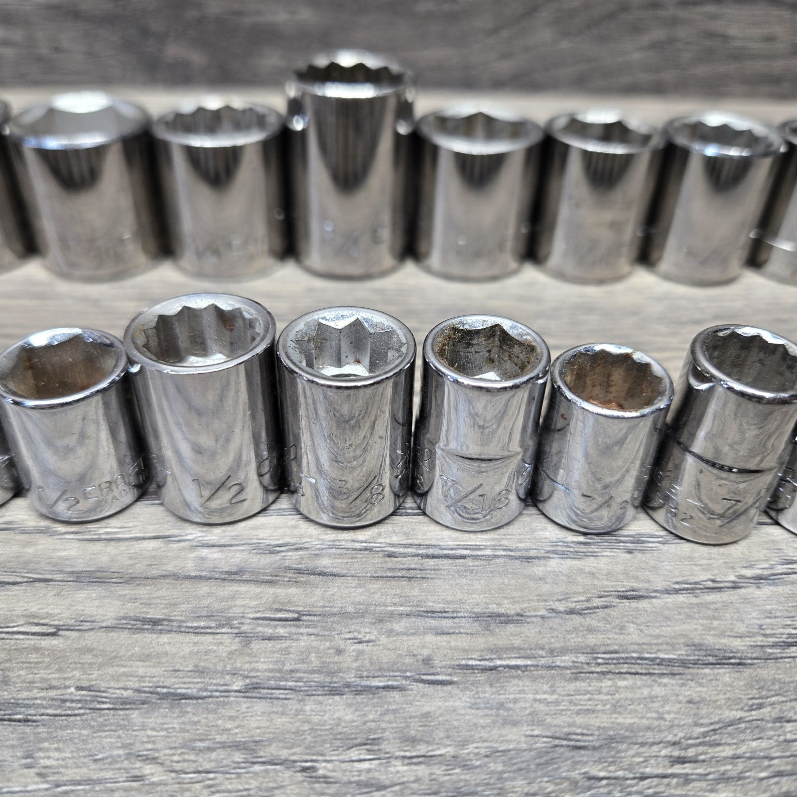 Craftsman 6 And 12 Pt Shallow Lot of -EE- Series Sockets Vintage USA Made