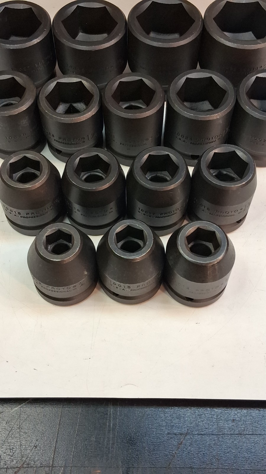 NOS PROTO PROFESSIONAL 18 PIECE 1″ DRIVE 6 POINT IMPACT SOCKET SET & EXTENSIONS