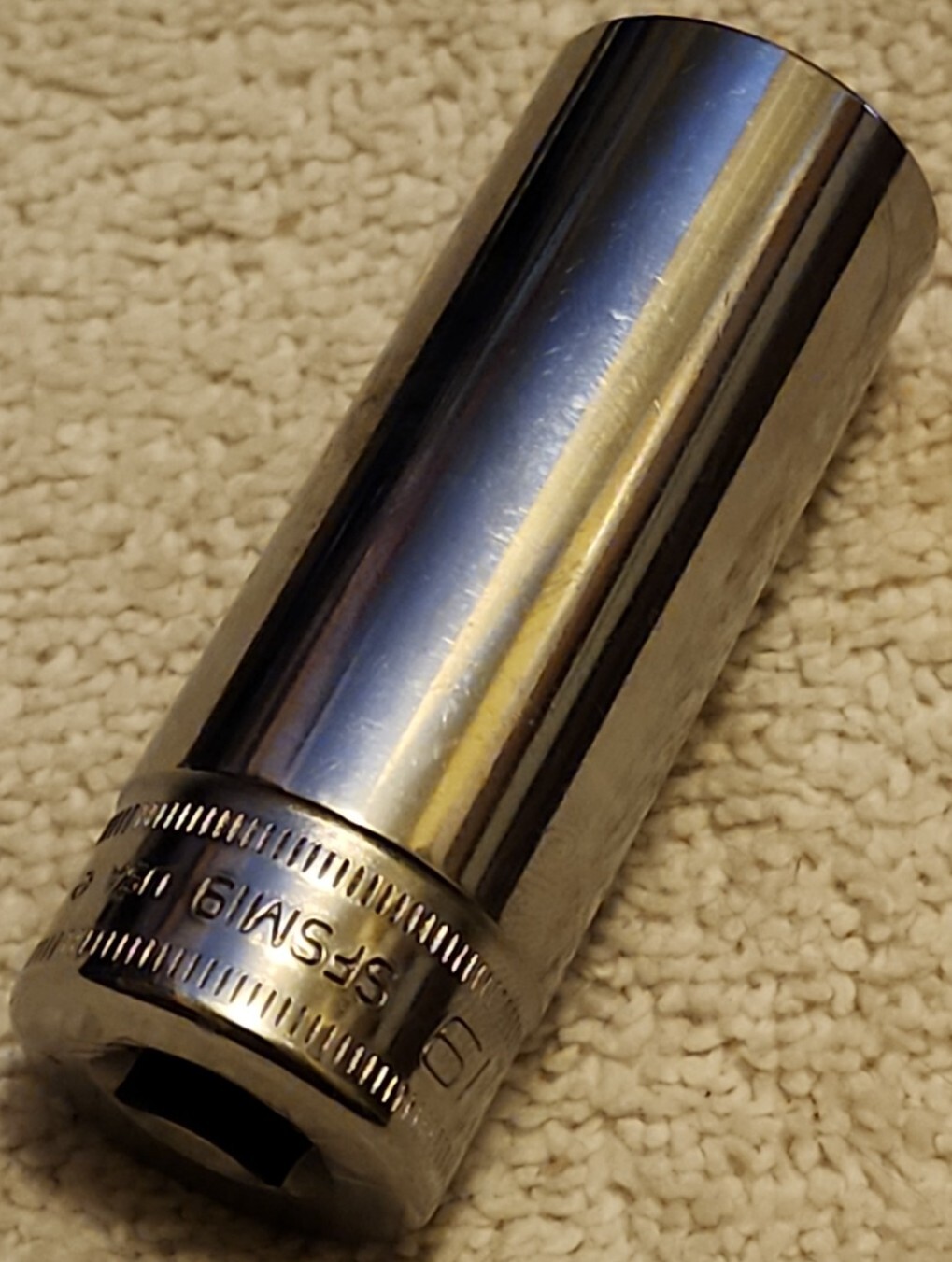 Snap On SFSM19 3/8 Drive Metric 19 mm 6 Point Deep Socket usa