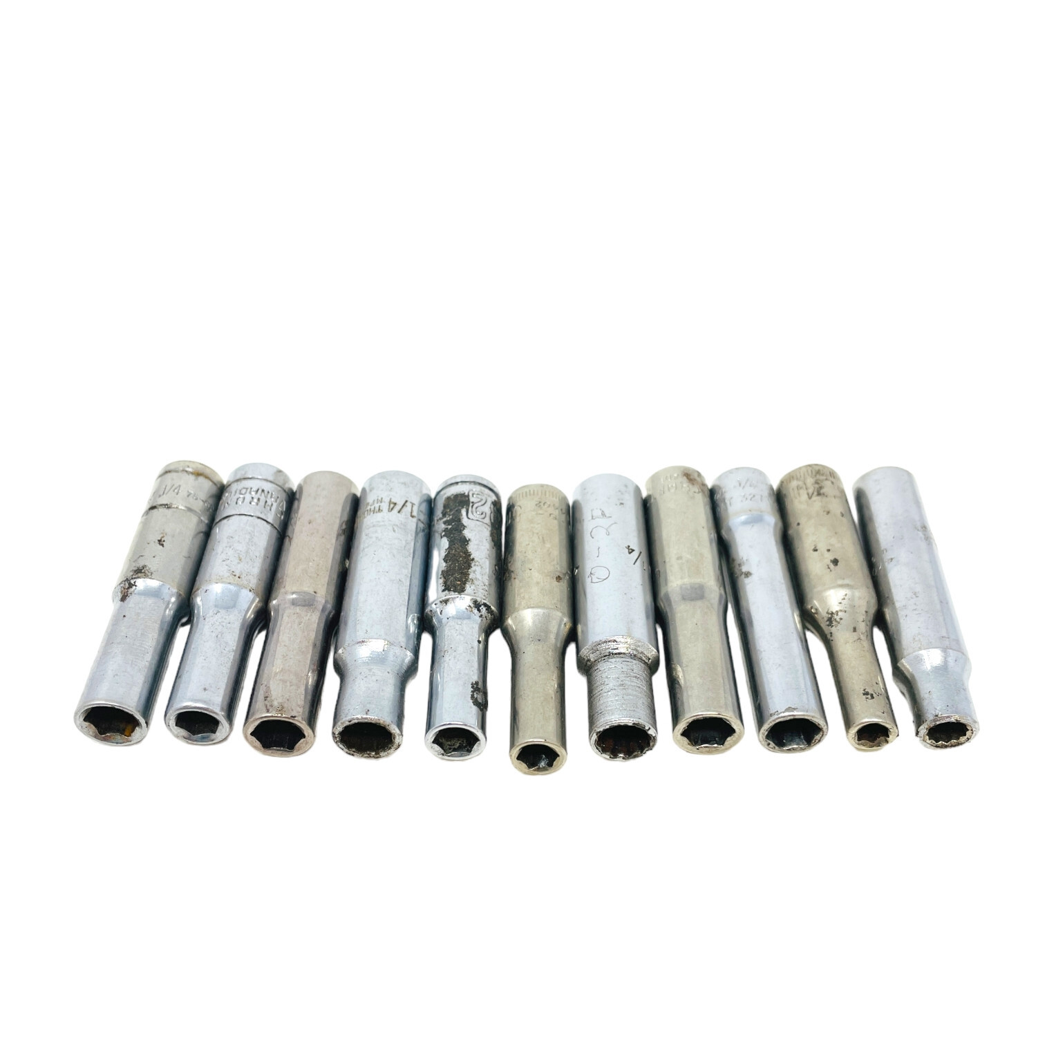 11 Pcs Craftsman, Thorsen and Assorted 44402, 5.5mm, 1/4 in Drive Socket Set
