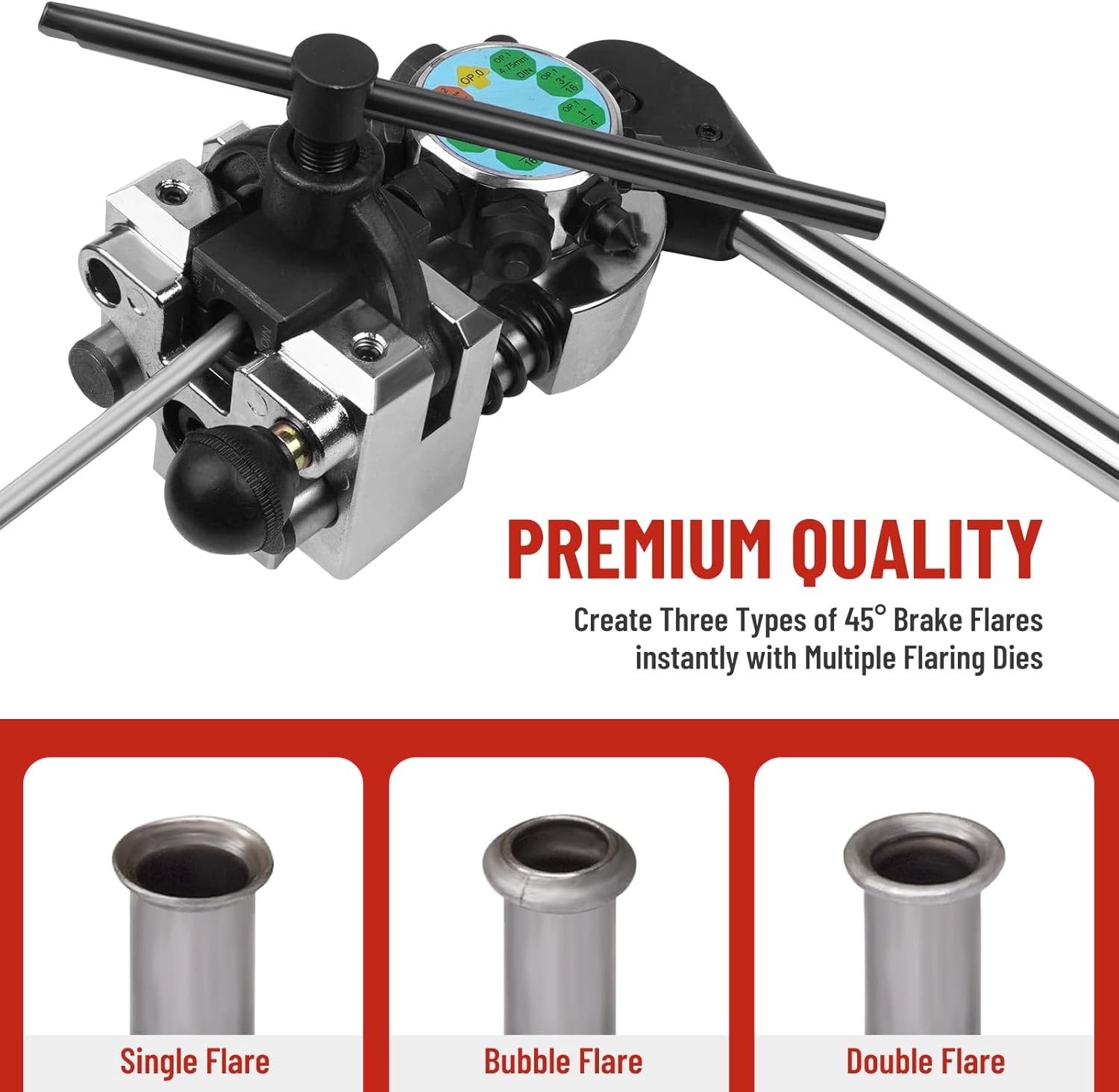 Brake Line Flaring Tool Kit 45° Single Double Bubble Flare for 3/16″ 1/4″ 5/16″