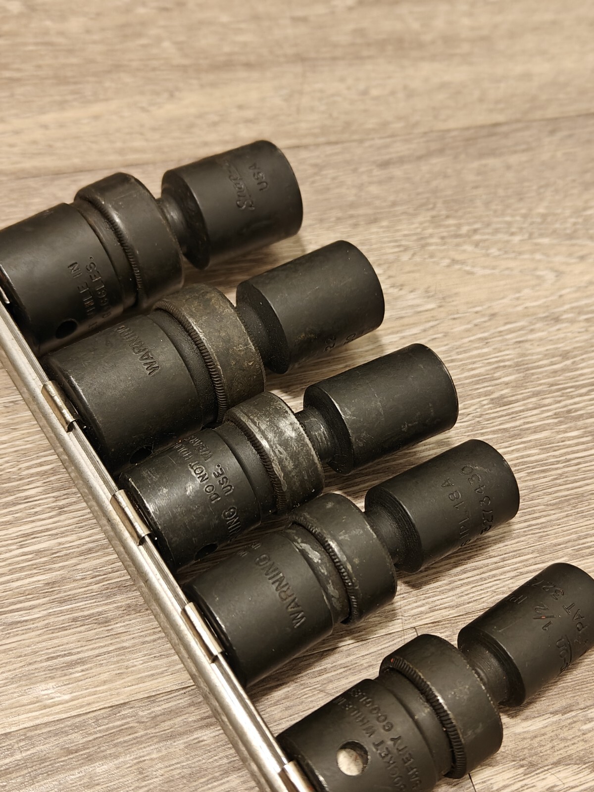 Snap On Tools USA 1/2 Drive SAE 5pc Impact Swivel Universal Socket Set Vintage