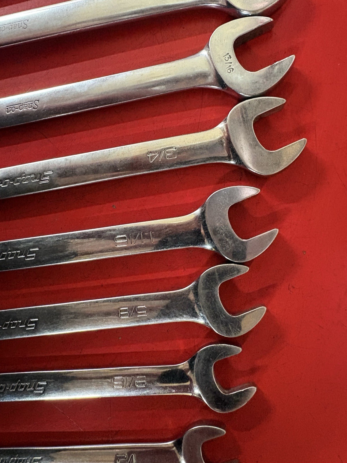 Snap On USA Combination Wrench OEX Set 11 Piece SAE 12 Point 3/8″ Thru 1″