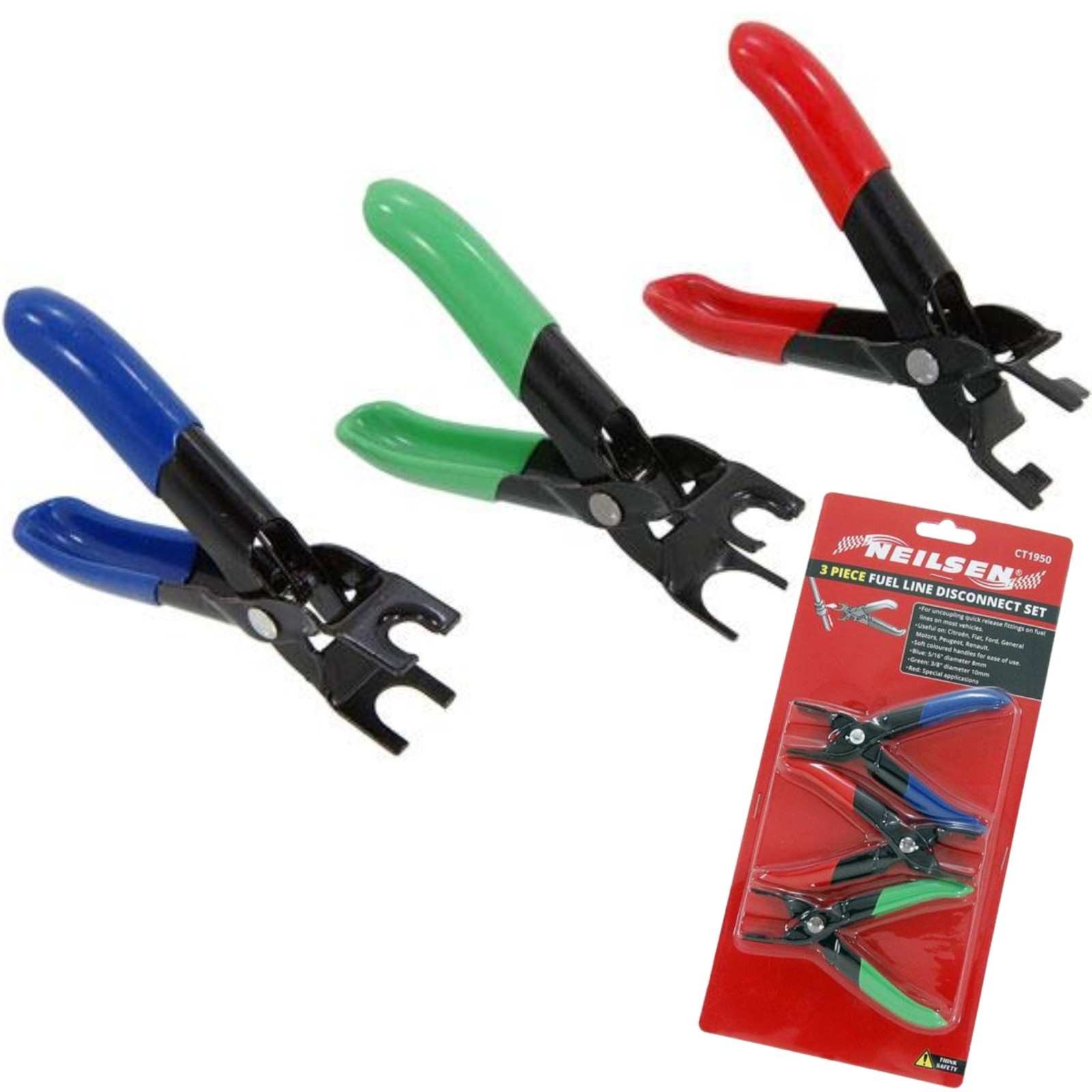 3pc CAR FUEL LINE DISCONNECTION PLIER SET – PETROL / DIESEL PIPE REMOVAL TOOLS