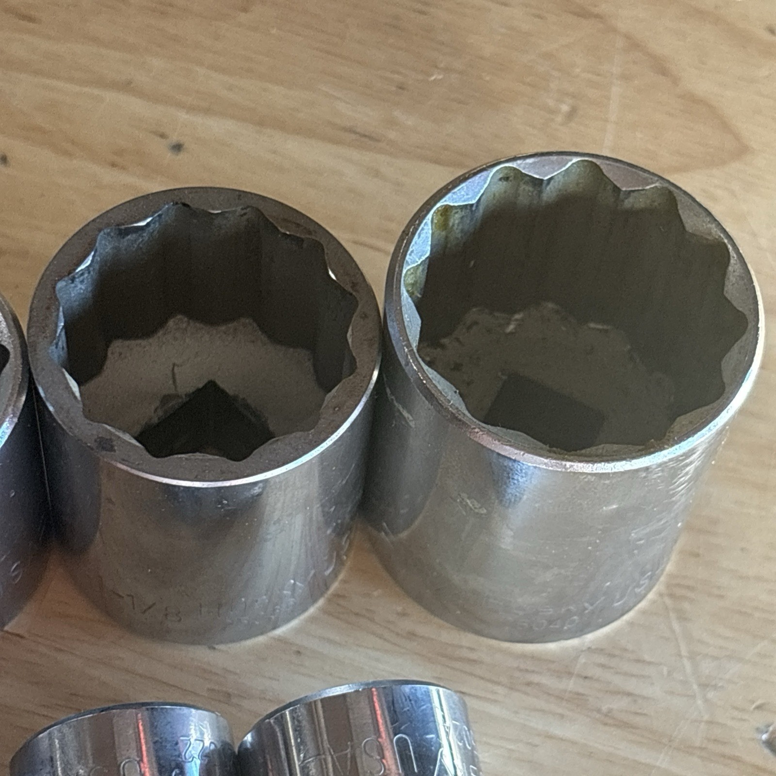Husky SAE Shallow Socket Set 1/2″ Drive 12 Point 7/16″ to 1-1/4″ Vtg USA READ