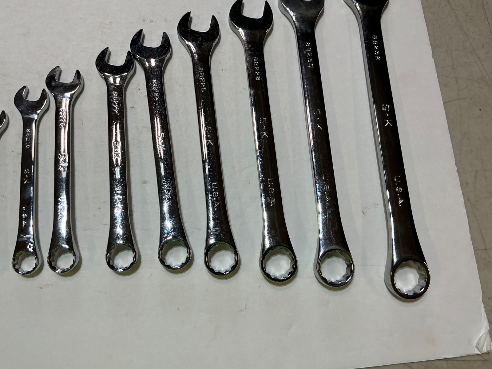S-K tools 15 pc SuperKrome SAE combination wrench set 1/4” to 1” USA made