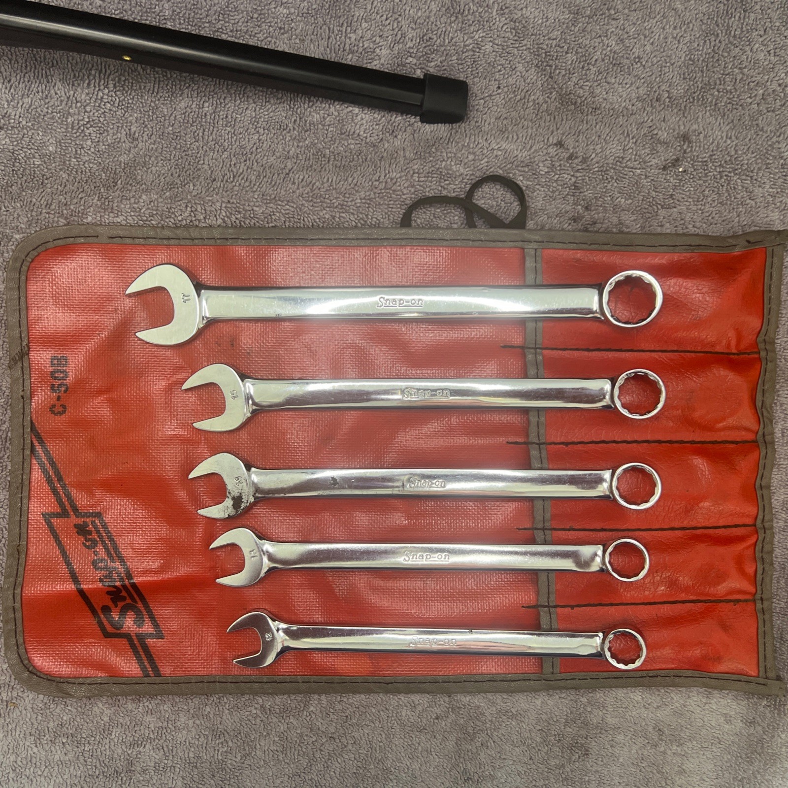 Snap-on 5pc Metric 12pt Combo Wrench Set 12mm 13mm 14mm 15mm 17mm/ C-508 case