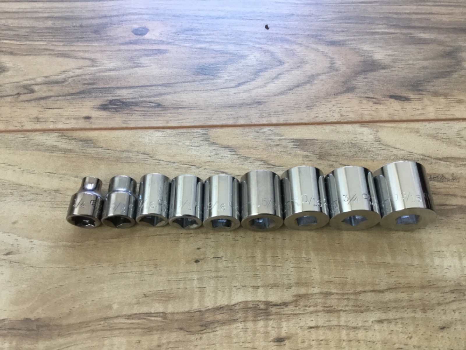 9 Pc CRAFTSMAN 3/8 Drive -G- SAE 12pt Sockets 1/4” – 13/16” Shallow USA