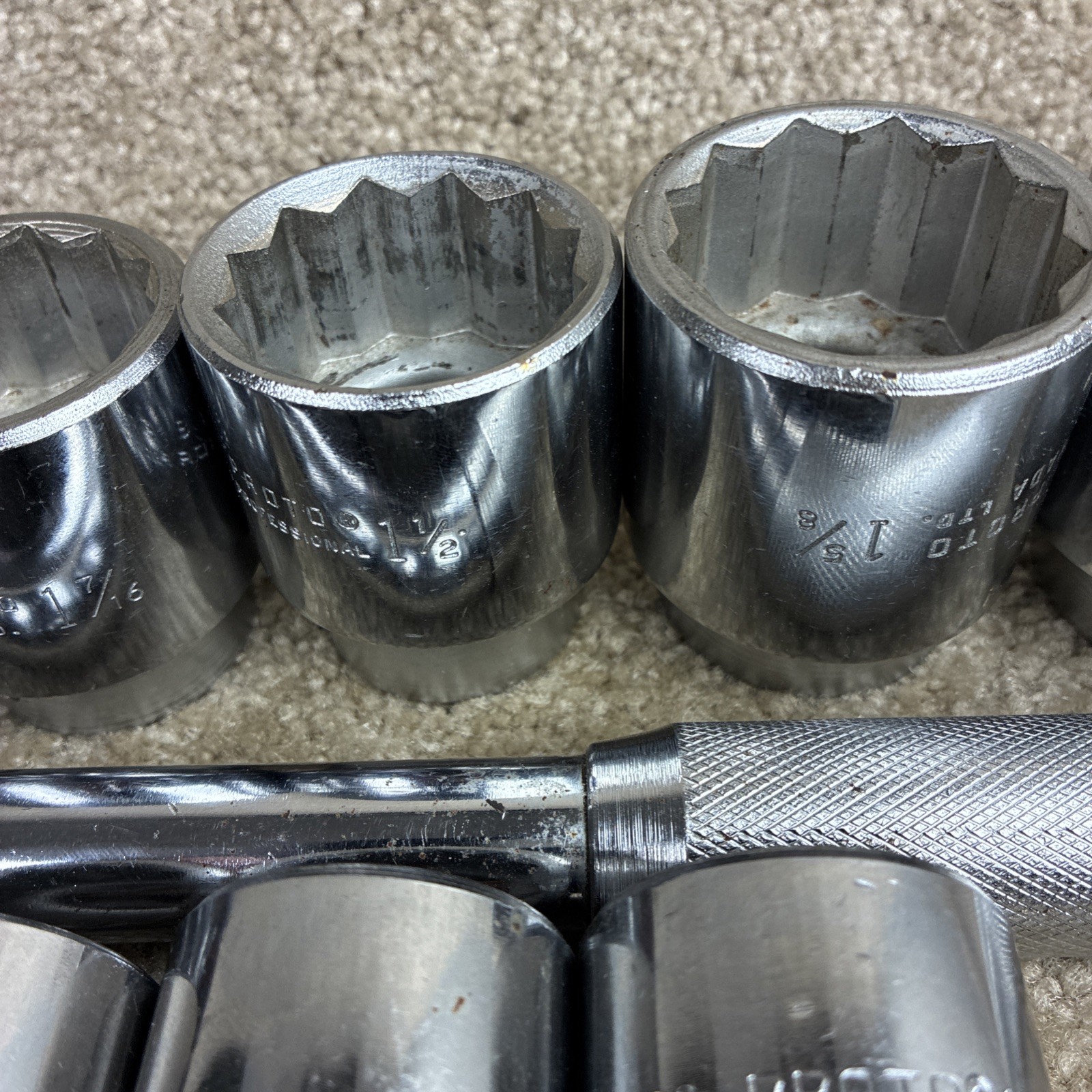 PROTO 3/4 Drive Flex Head Breaker Bar ,11 Sockets ,Craftsman Extension SAE