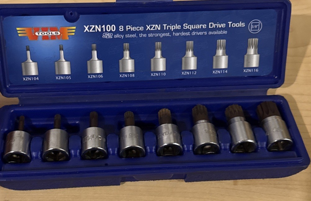 VIM Tools XZN100 8-Piece Triple Square (XZN) Driver Set – 3/8″ Drive