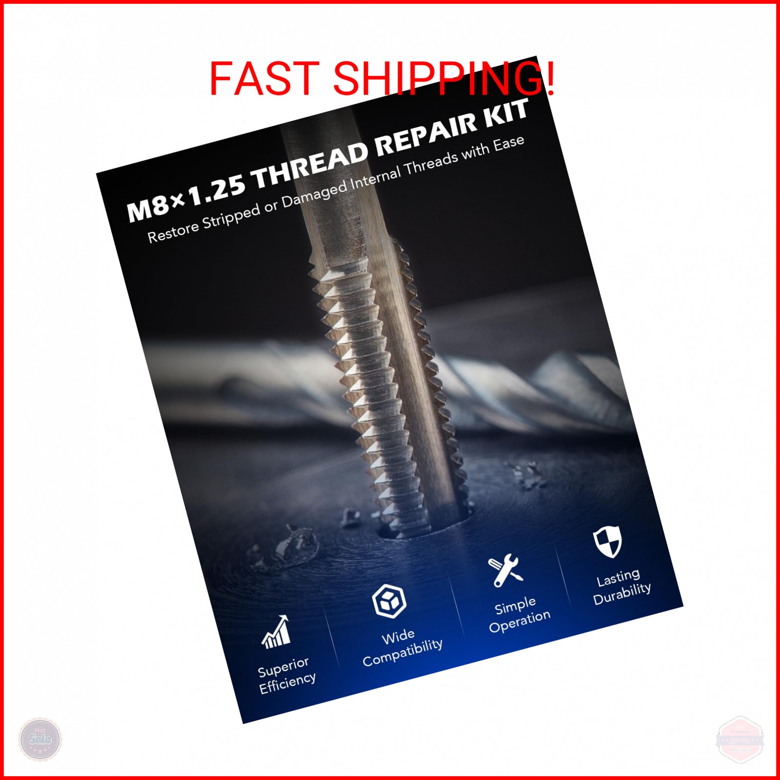 Orion Motor Tech Thread Repair Kit, M8x1.25 Thread Repair Tool with HSS Drill Bi