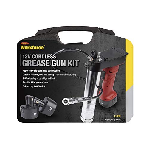 Workforce L1380 MEGA POWER 12V Battery Operated Grease Gun, 30 in. 12V Batteries