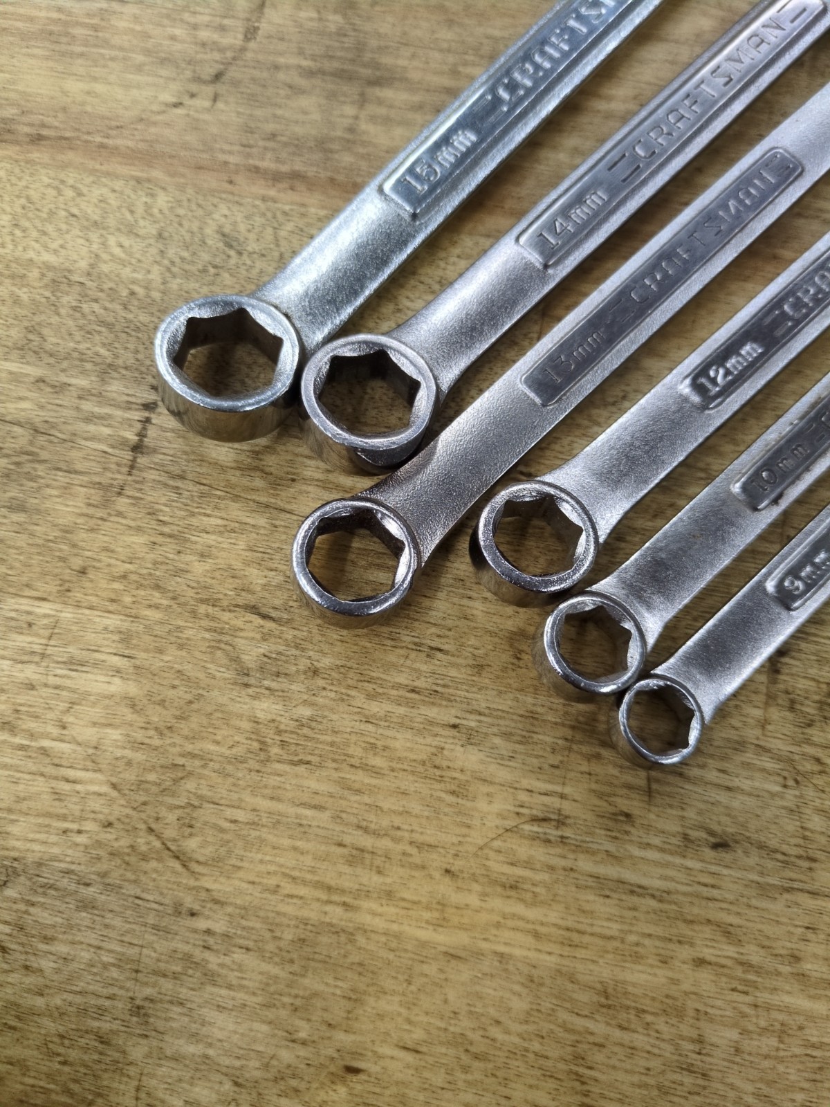(6) Craftsman Metric 6 PT Combination Wrench Lot 9,10,12,13,14,15mm USA Made VA