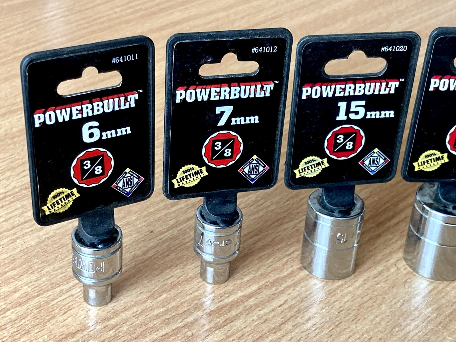 POWERBUILT ⅜ Inch Drive x 6mm,7mm,15mm,18mm,19mm,20mm,21mm,5/8″ Shallow Sockets