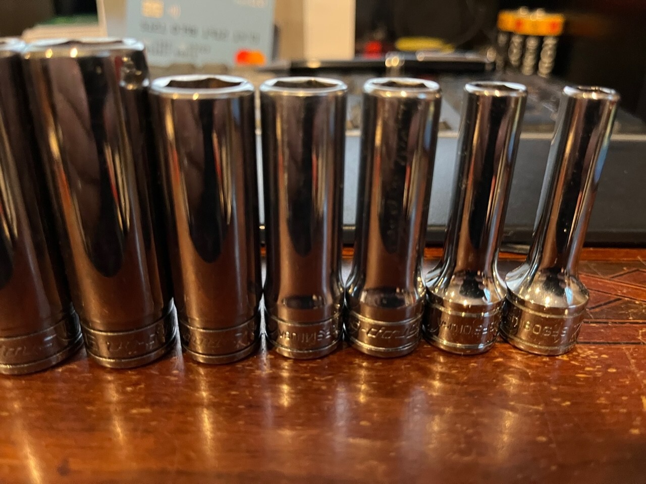 Snap-on 11Pc SAE 3/8″ Drive Deep Socket Set 1/4″ 7/8″ 6Pt 211SFSY w/ MetalTray