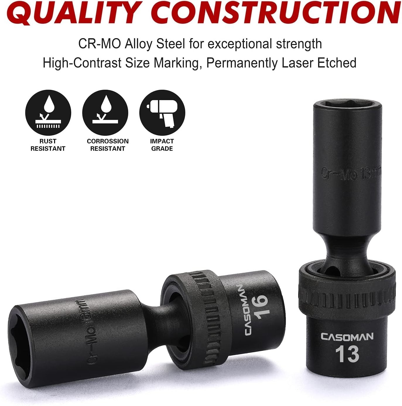 Versatile 10-Piece Deep Socket Set with Universal Flex Design for Angled Access