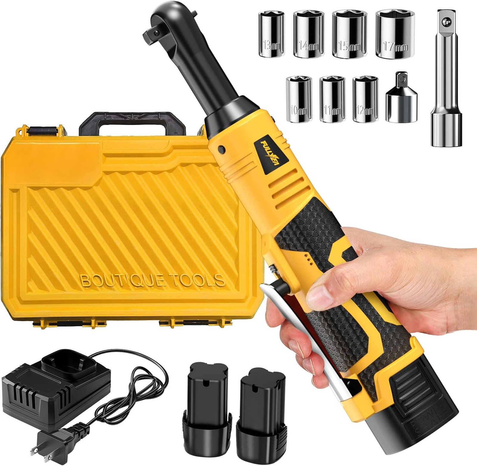 Cordless Electric Ratchet Wrench Set, 550RPM, 45Ft-lbs, 16.8V Extended cordless