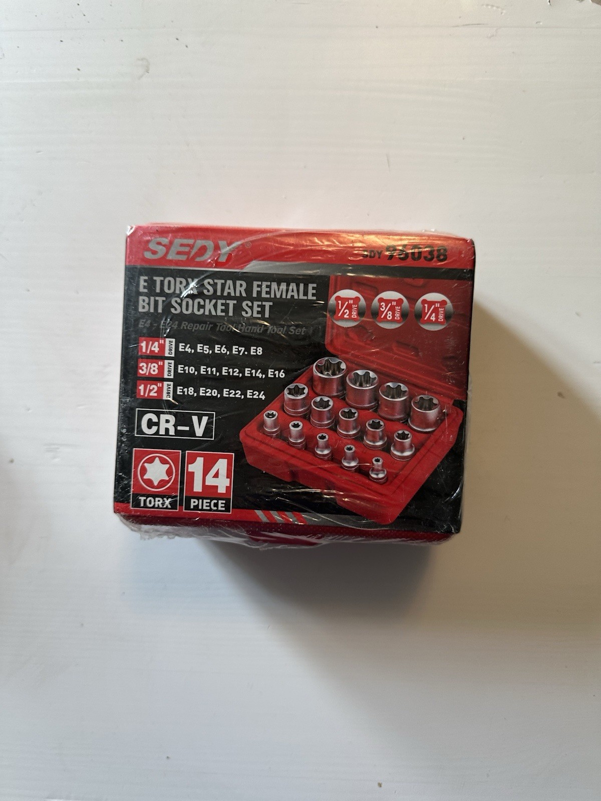 E Torx Star Female Bit Socket Set 14-Pack E4-E24 with Case