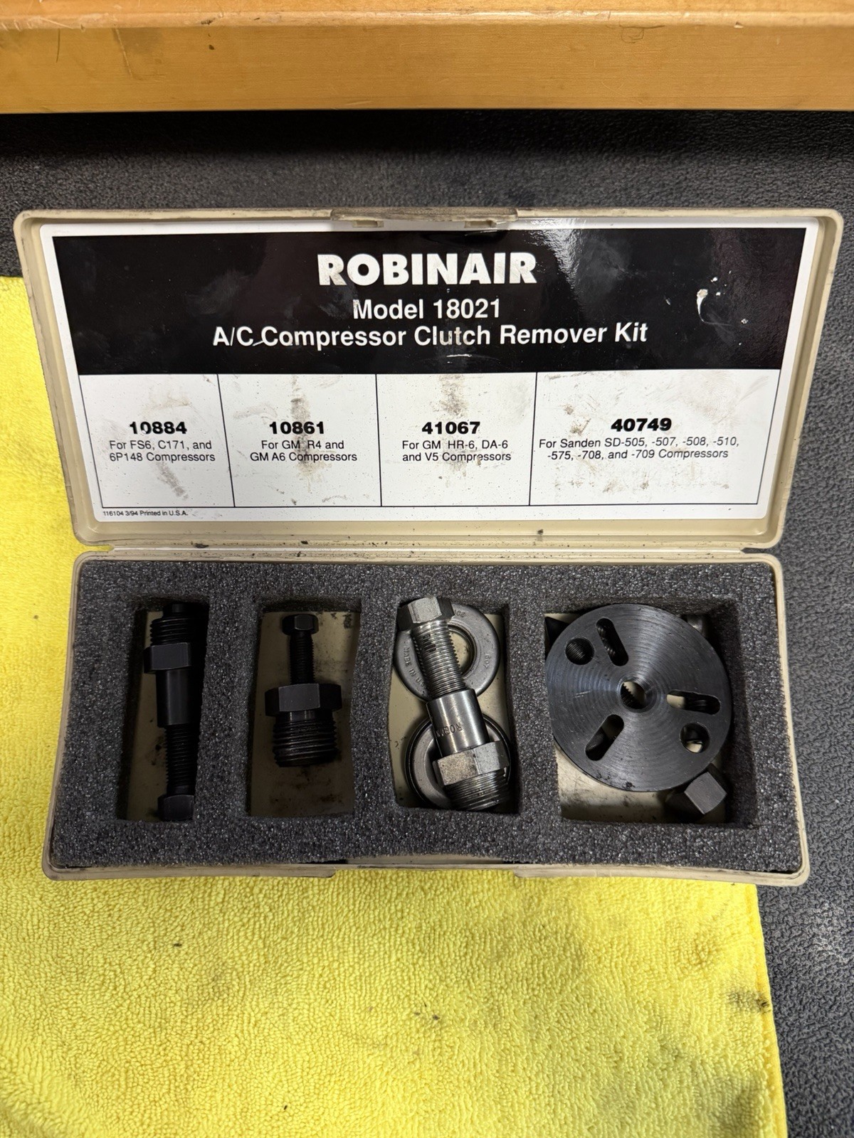 Robinair 18021 A/C Compressor Clutch Remover Kit