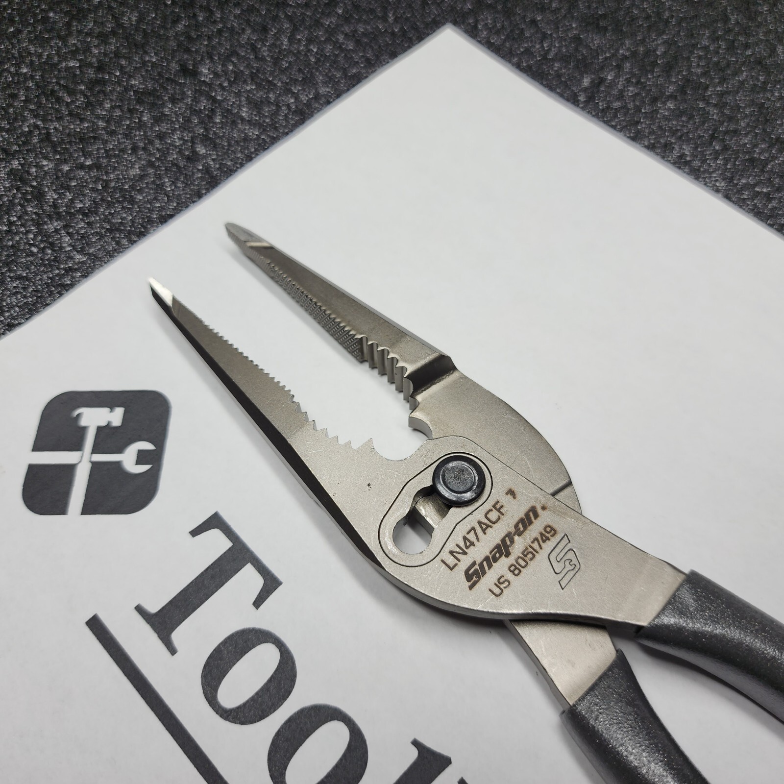 Snap-on Tools NEW DARK TITANIUM Talon Grip Long Nose Slip Joint Pliers LN47ACFDT