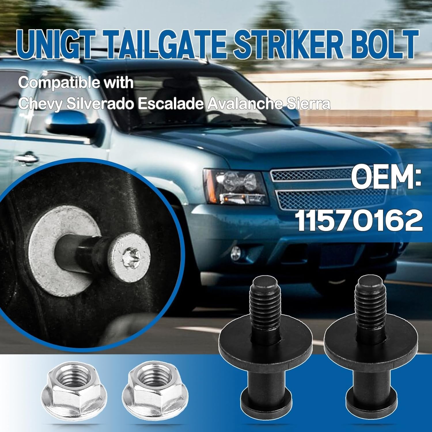 Set of 2 Tailgate Striker Bolt Compatible with GMC Chevy Silverado 1500 2500 350