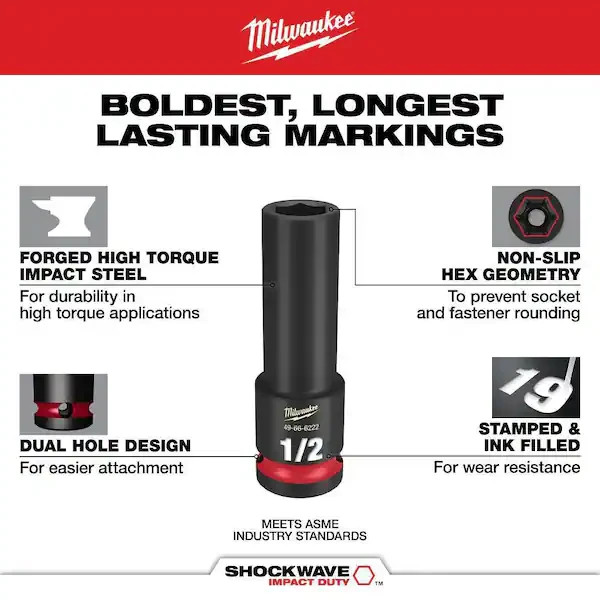 Milwaukee SHOCKWAVE SAE/Metric Impact Socket Set 3/8″ Drive 6-Point (43-Piece)